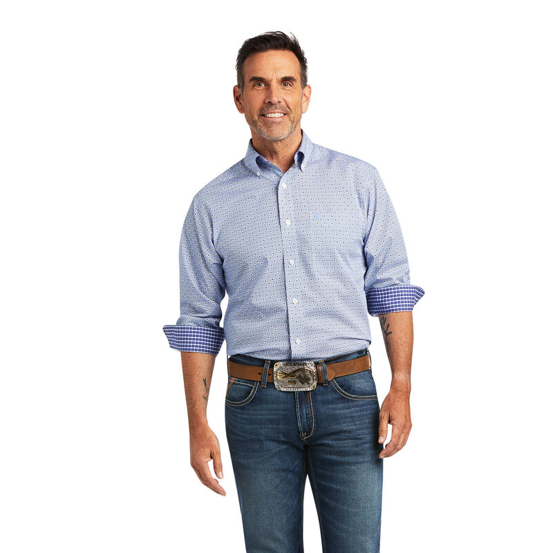 Ariat Hemden Herren - Wrinkle Free Caysen Classic Fit Blau ( EDBIK-8219 )